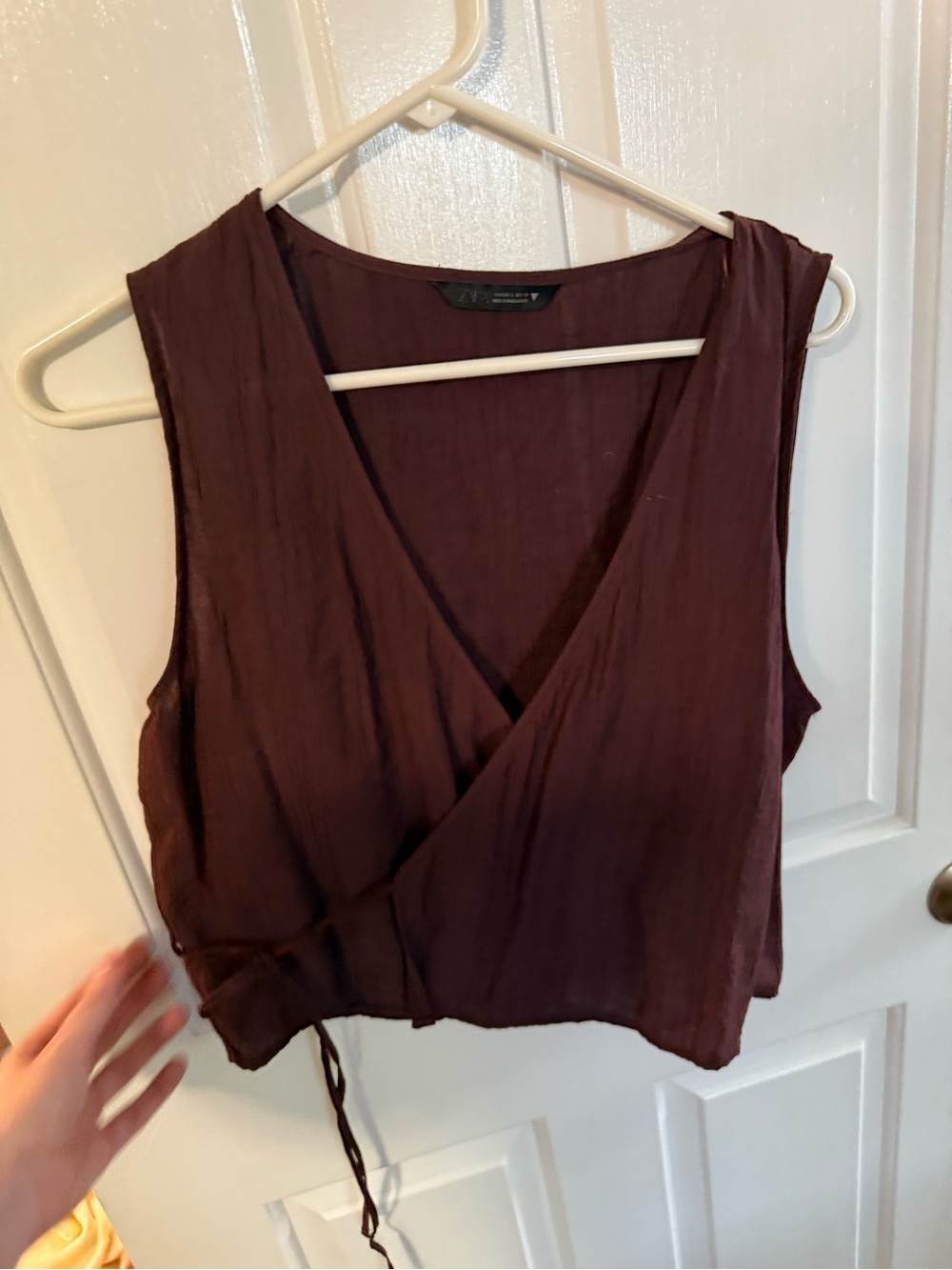 Zara Sleeveless Wrap Crop Top - Plum